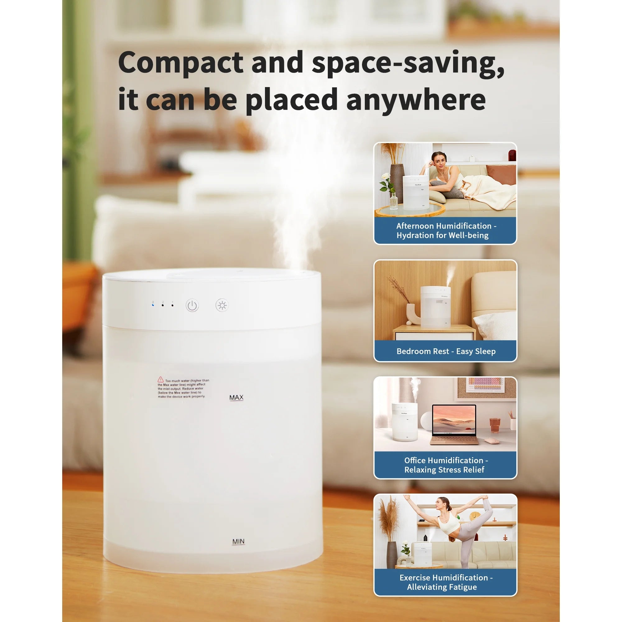 TaoTronics Humidifiers for Bedroom, 3.5L Cool Mist Humidifiers with Easy to Top Fill and Clean, Auto Shut-off, BPA-Free & 26H Runtime, Air Humidifier for Home Large Room Baby Nursery Plants & Offices WM