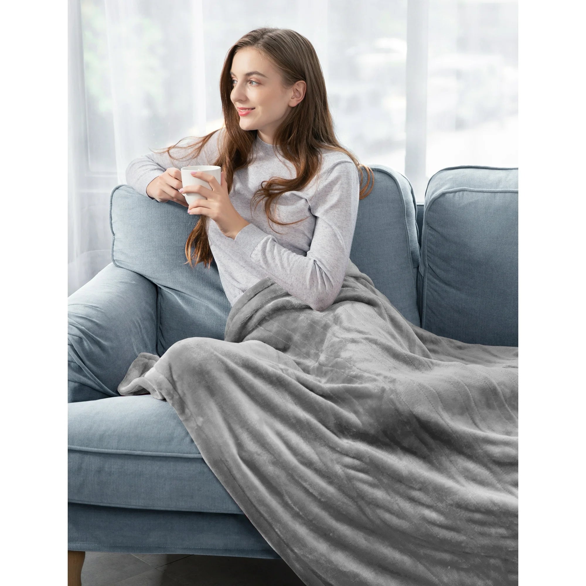 Electric Heated Blanket Full Twin Size Heated Throw Blanket 72" x 84" Soft Flannel Fast Heating Blanket with 10 Heating Levels 1-12 Hours Timer Auto-Off Protection Gifts for Women Men WM