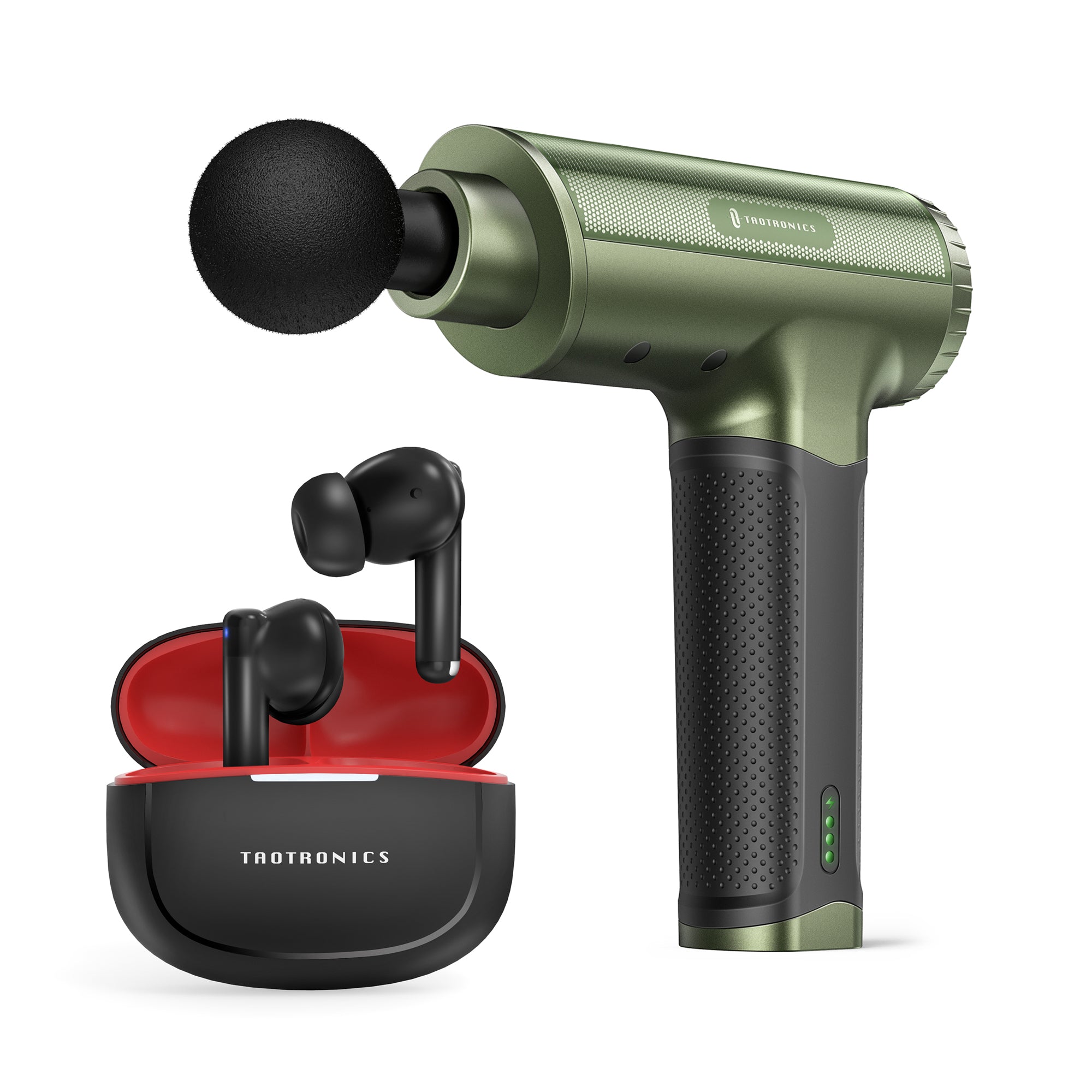 TaoTronics | Massage Gun TT-PCA004 & Bluetooth Earbuds TT-BH1120 Bundle