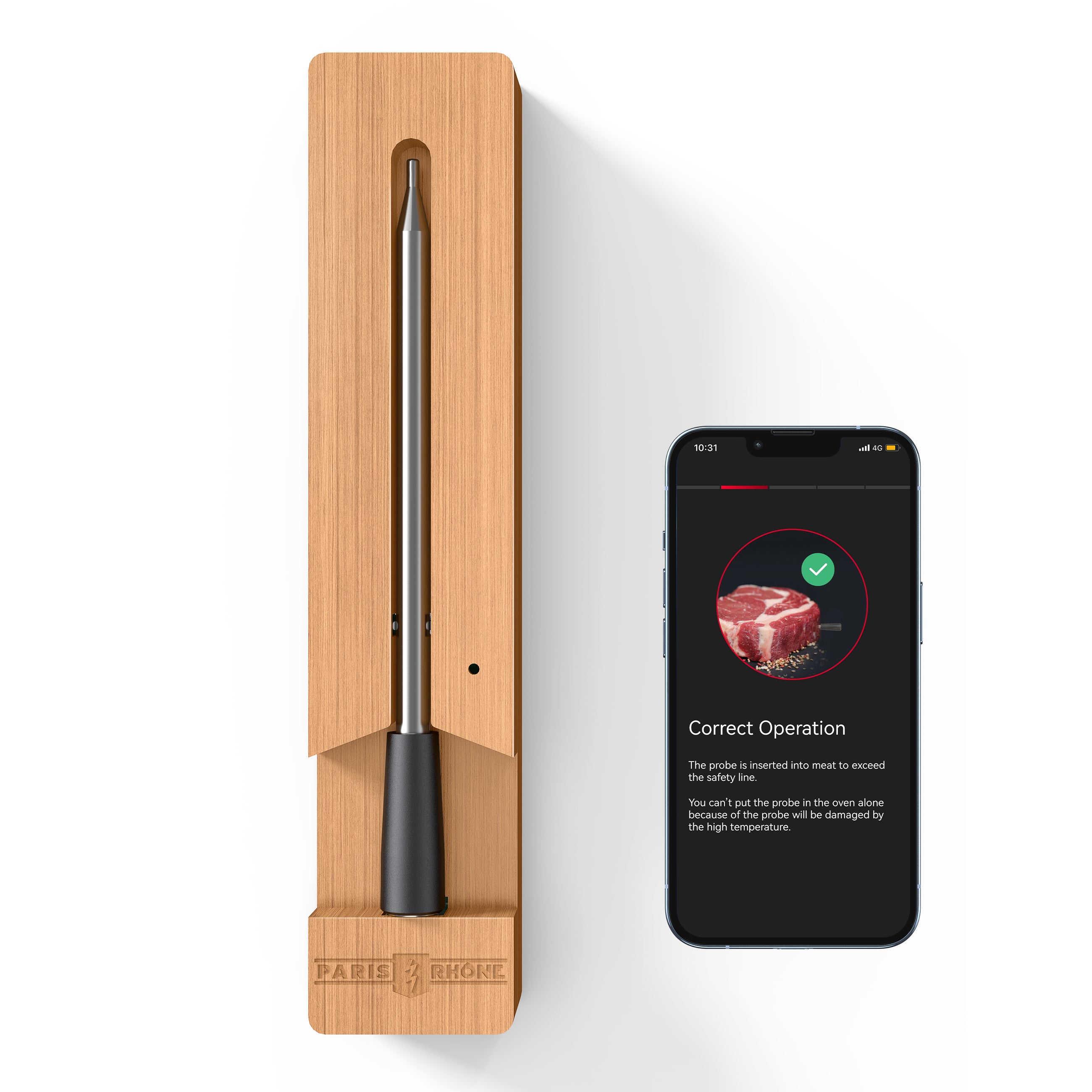 Meat Thermometer TM001, Advanced APP Cooking Guides Wireless