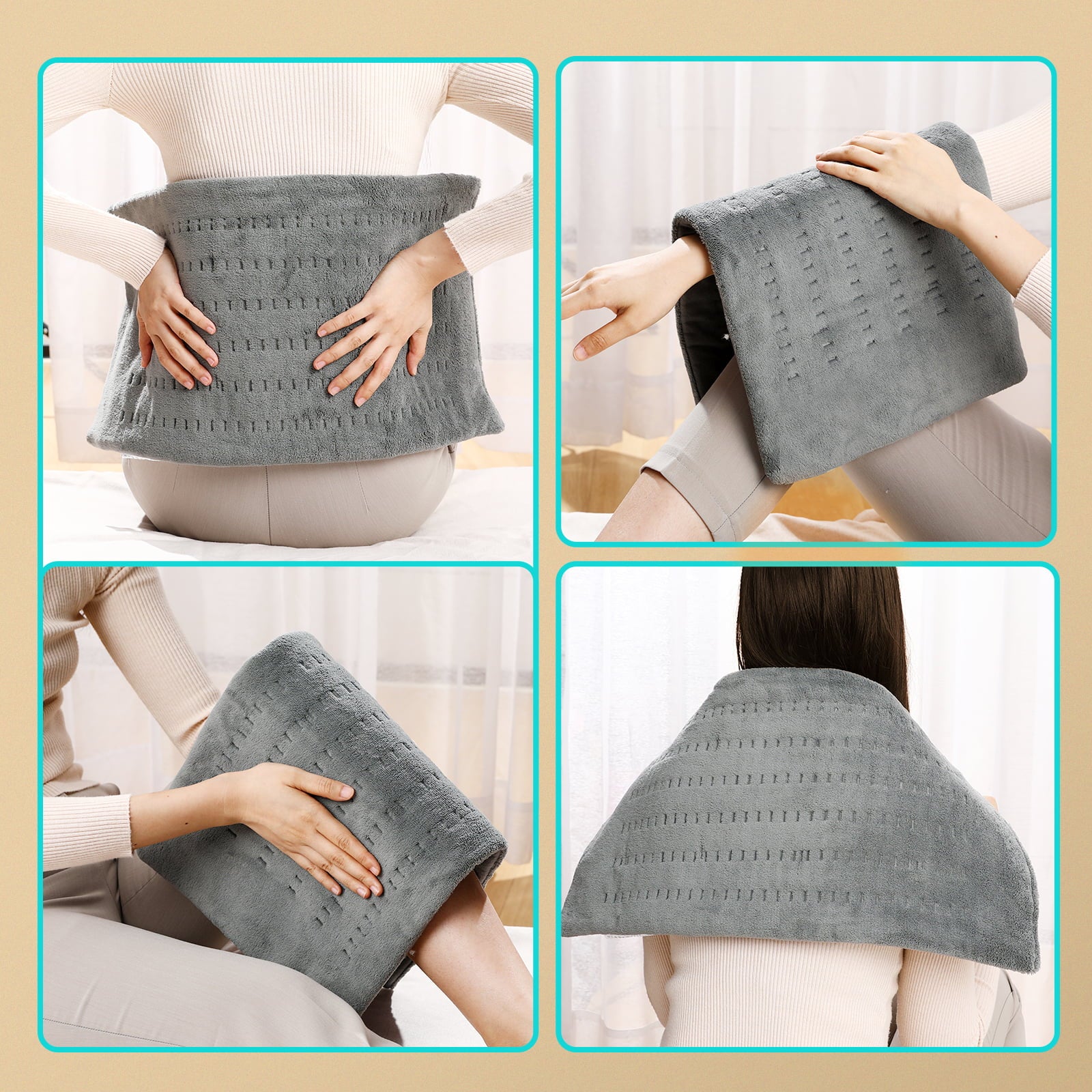 Sable Heating Pad for Fast Pain Relief, 12"x24" Hot Heated Pad with 4 Heat Setting