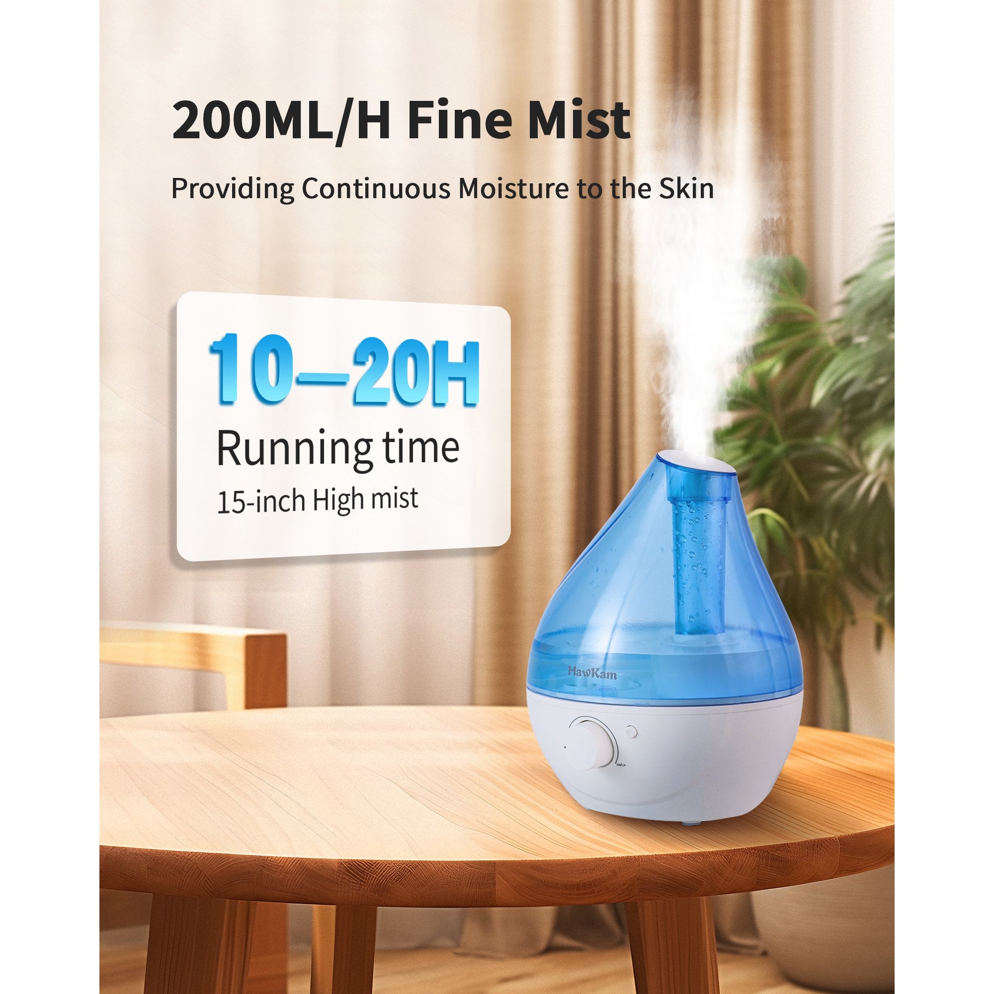 TaoTronics Humidifiers for Bedroom Baby (1.8L Water Tank), Cool Mist Humidifiers with Easy to Clean, Night Light, Auto Shut-Off, Small Humidifiers for Home, Large Room, Nursery, Office, Plants WM