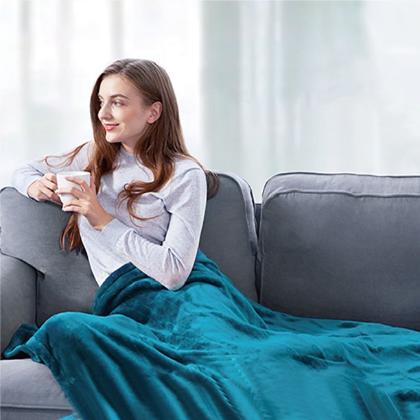 Heated Blanket Throw, Homech Full 72" x 84" Oversized Electric Flannel Blanket with 10 Heating Levels