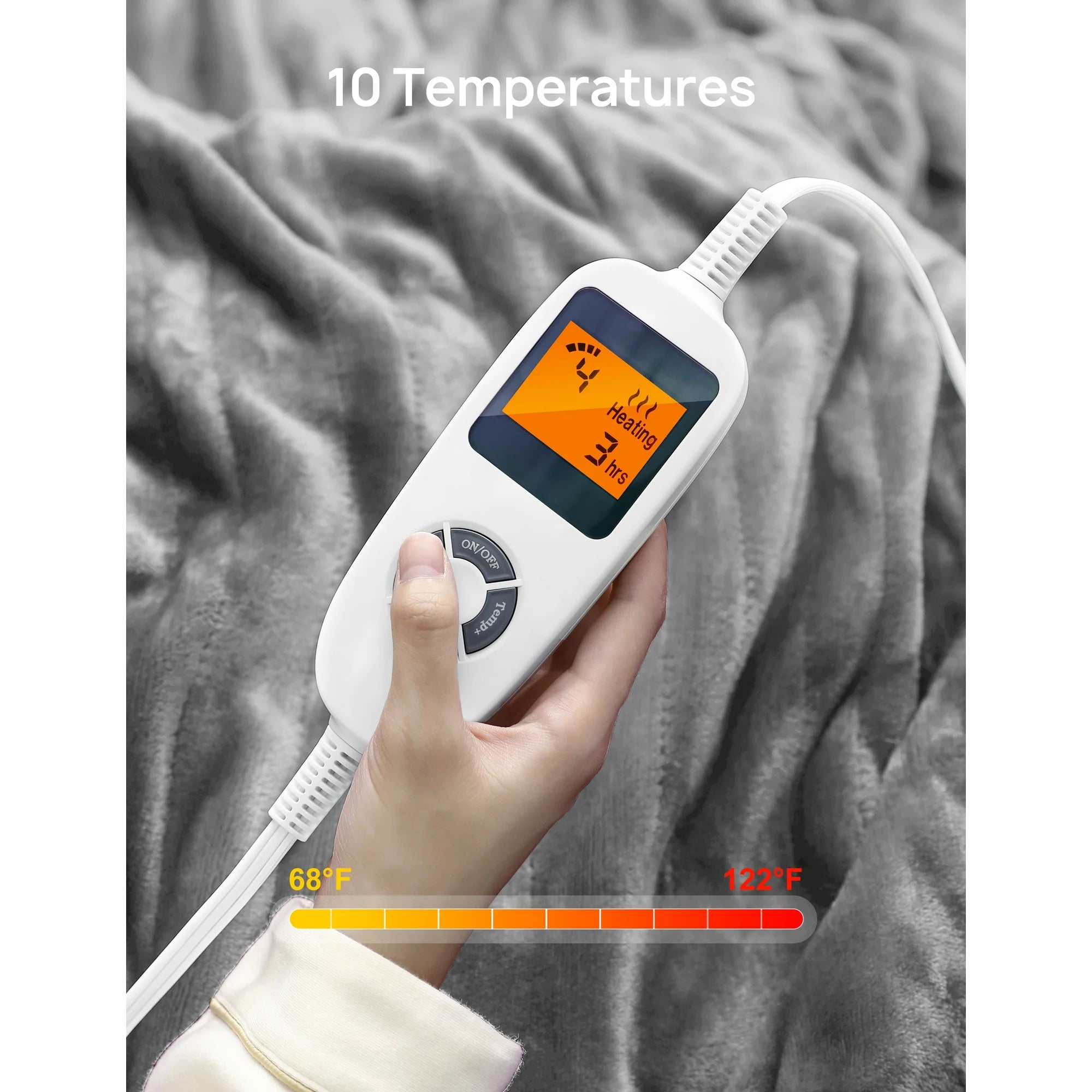 Electric Heated Blanket Full Twin Size Heated Throw Blanket 72" x 84" Soft Flannel Fast Heating Blanket with 10 Heating Levels 1-12 Hours Timer Auto-Off Protection Gifts for Women Men WM