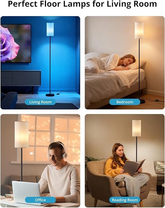 Smart RGB Floor Lamp 69", Dimmable Standing Lamp with Foot Switch, Alexa & App Control, Adjustable Brightness & Color Changing RGB Light