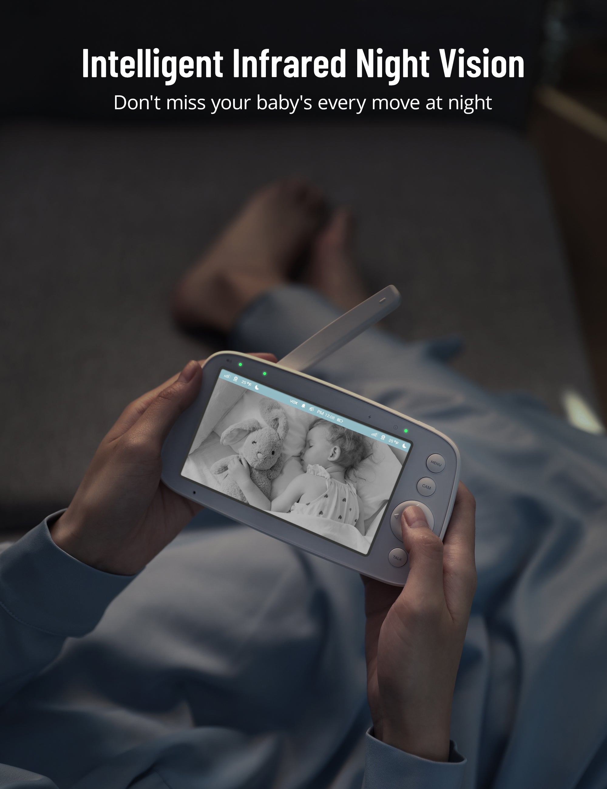 720P HD Baby Monitor IH003, Wide-Angle Monitoring, 5 inch Display