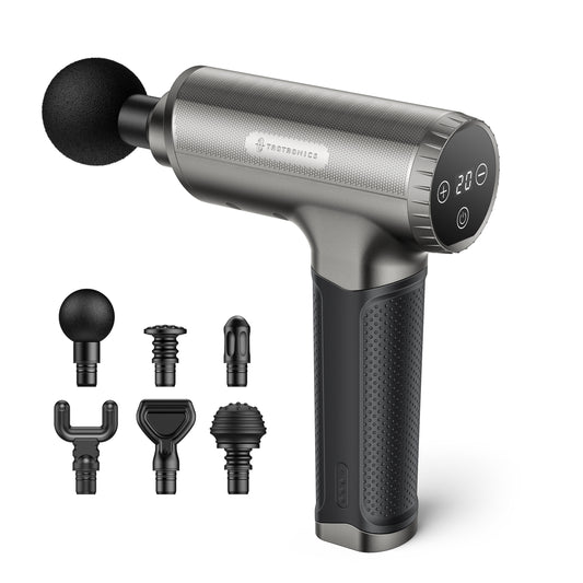TaoTronics PCA004 Massage Gun, Deep Tissue Percussion Massager with 20 Adjustable Speeds and 6 Heads