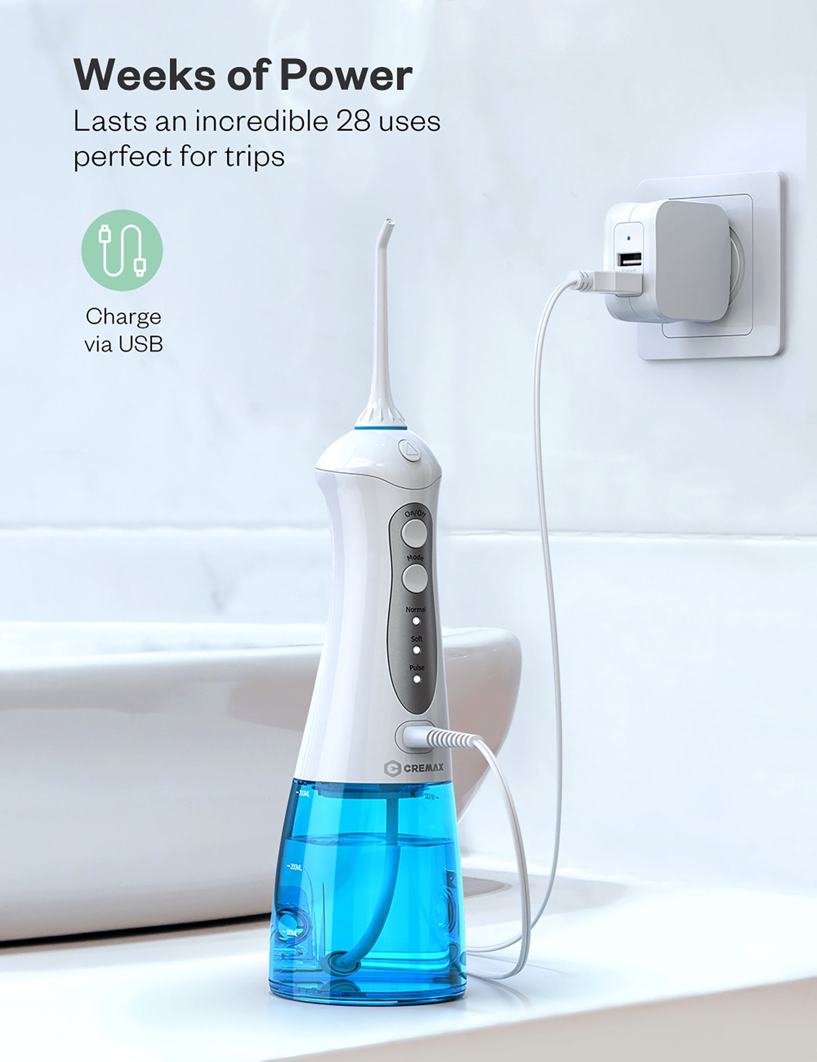 Water Flosser Cordless, Portable Teeth CleanerPowerful Cleaning