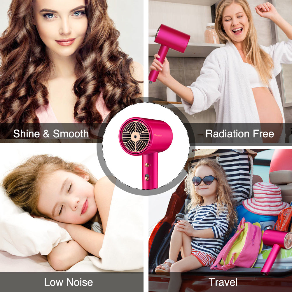 Water Ionic Hair Dryer, 1800W Blow Dryer with Magnetic Nozzle, 2 Speed and 3 Heat Settings