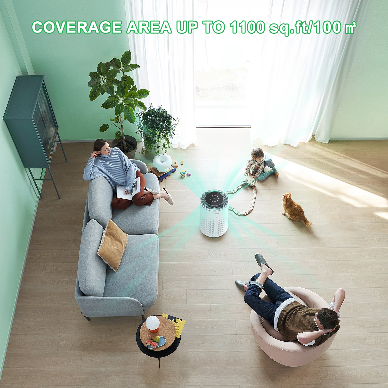 COVERAGE AREA UP TO 1100 sq.ft/100 m
