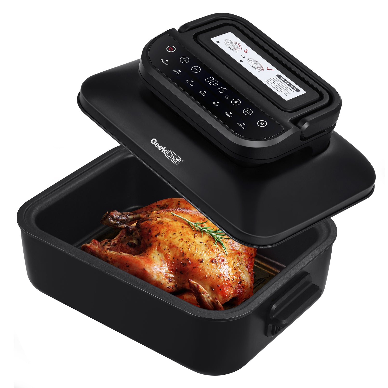 Geek Chef Smokeless Indoor Grill with Air Fry & Non-Stick Plate - 7-in-1, Portable, 6 servings