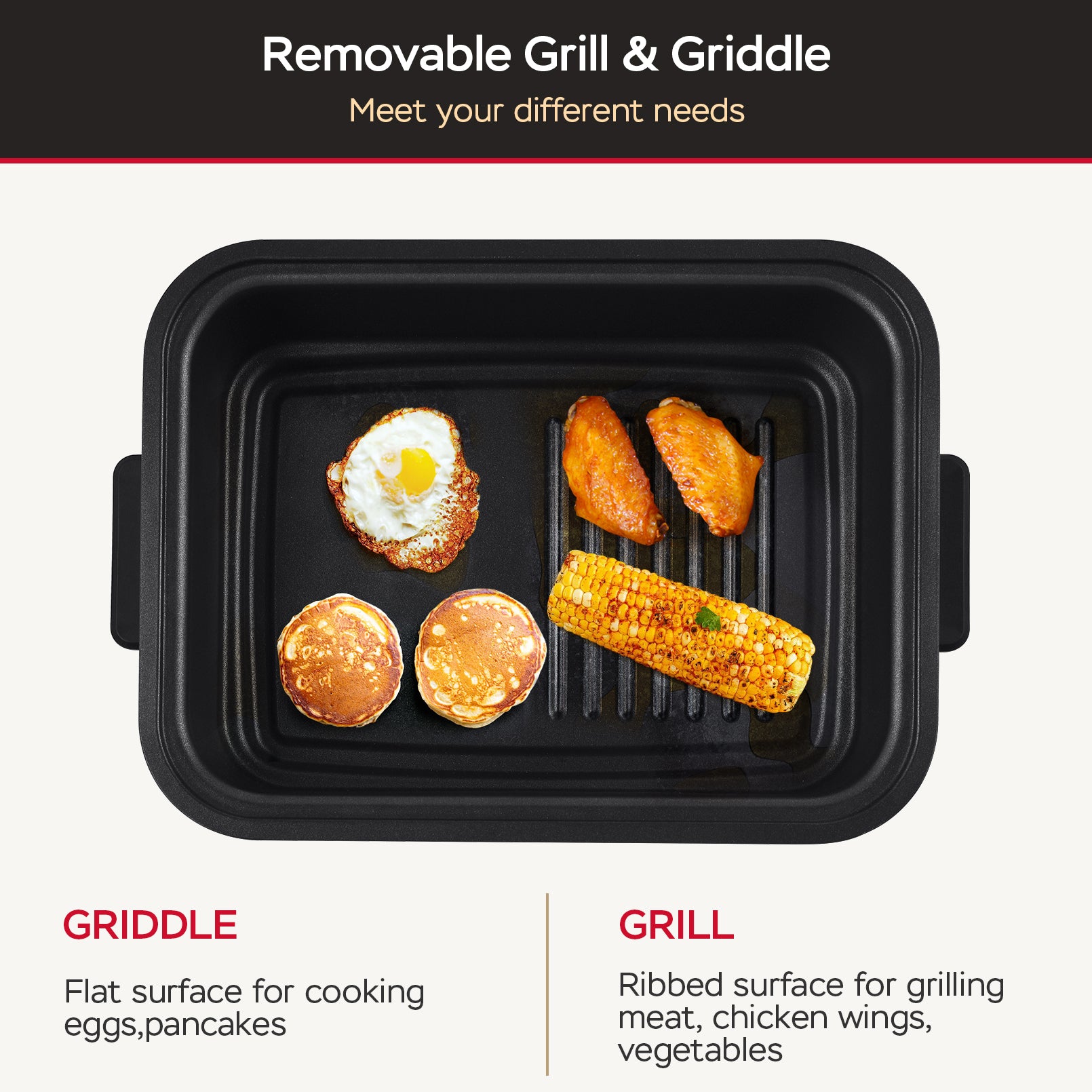 Geek Chef Smokeless Indoor Grill with Air Fry & Non-Stick Plate - 7-in-1, Portable, 6 servings