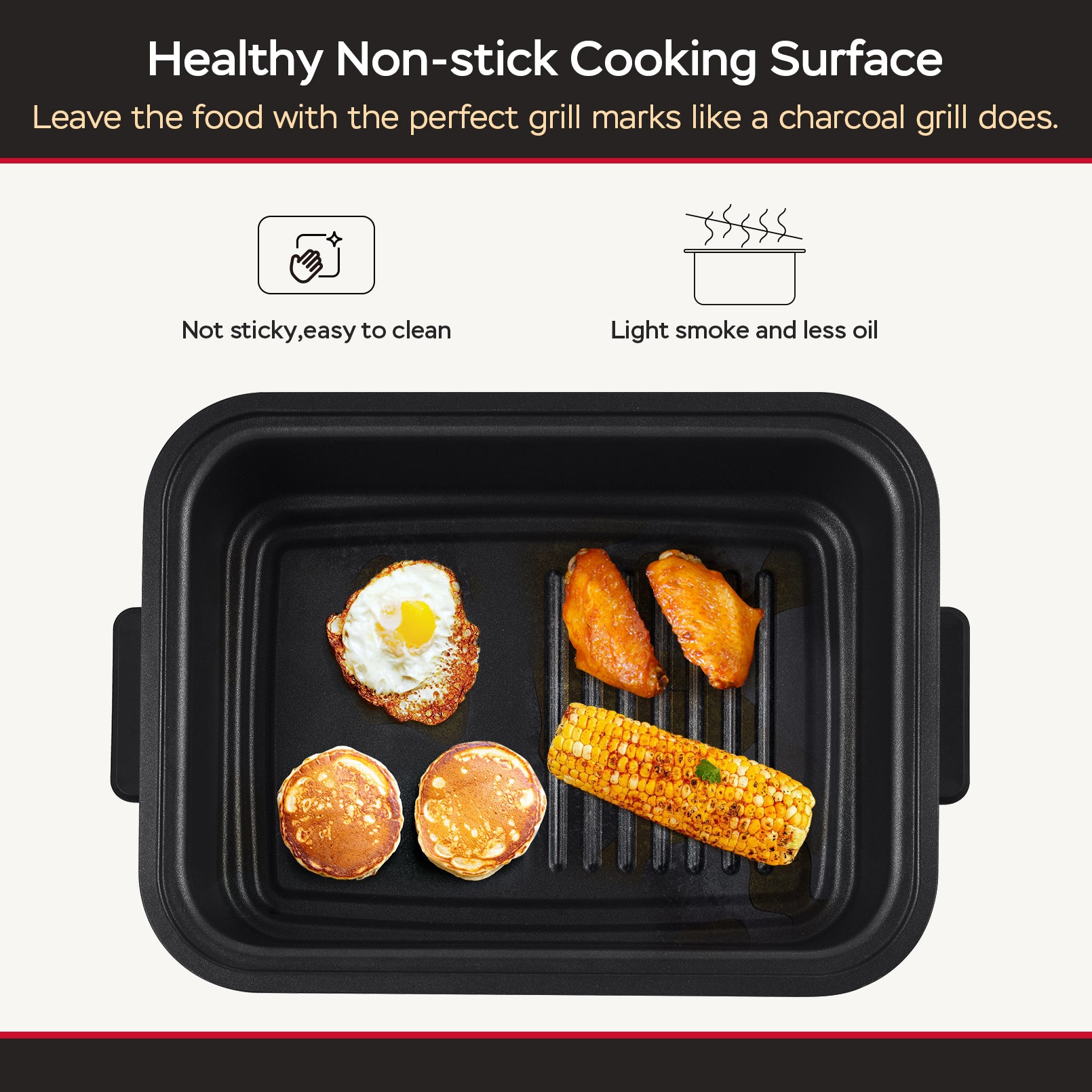 Geek Chef Smokeless Indoor Grill with Air Fry & Non-Stick Plate - 7-in-1, Portable, 6 servings