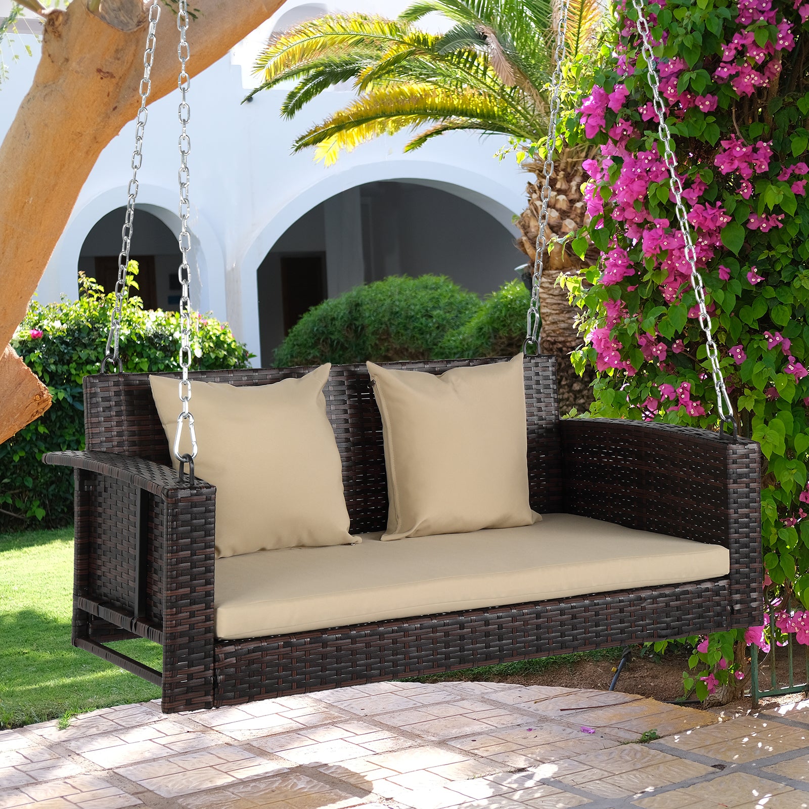49in Gradient Rattan Swing Chair(Swing frames not included)