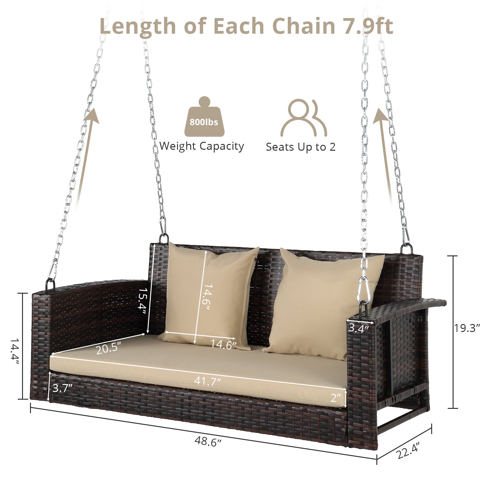 49in Gradient Rattan Swing Chair(Swing frames not included)