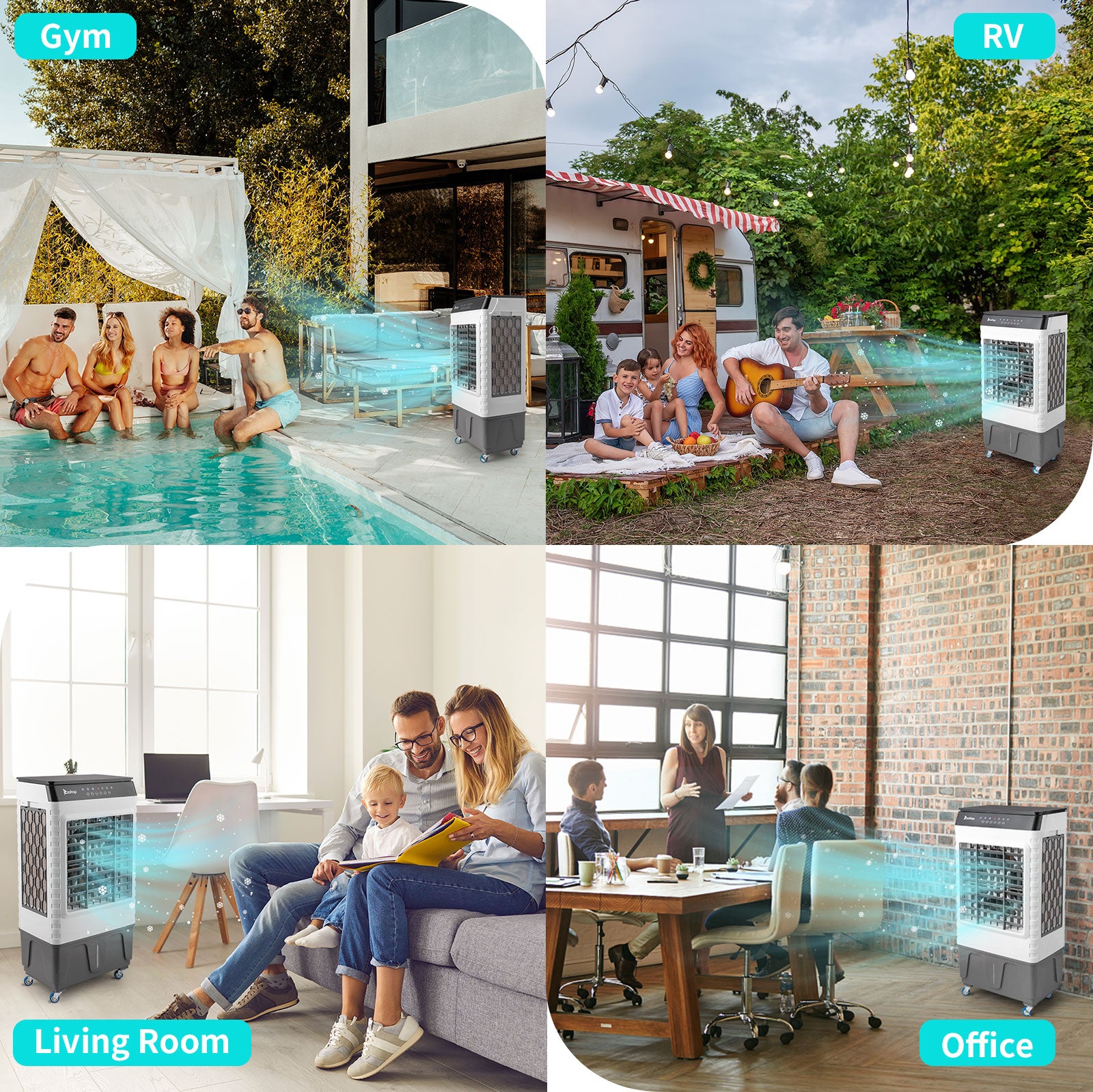 3-in-1 Portable Evaporative Cooler - 2940CFM, Remote Control, 450 Sq.ft, 13.2 Gal, 3 Speeds, 3 Modes, 12H Timer