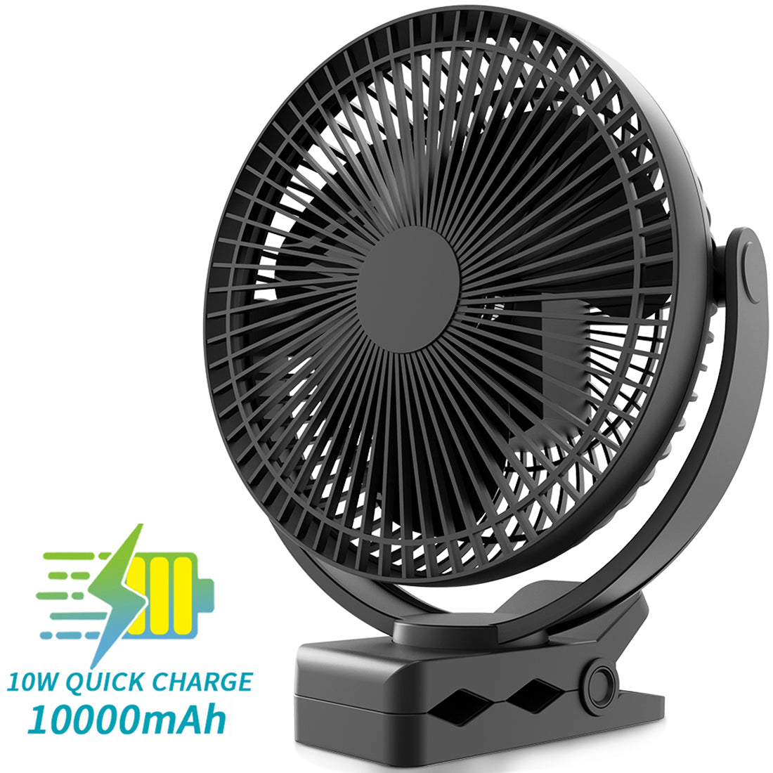 Ventiliator10000mah Usb Desk Fan With 360° Rotation & 4-speed