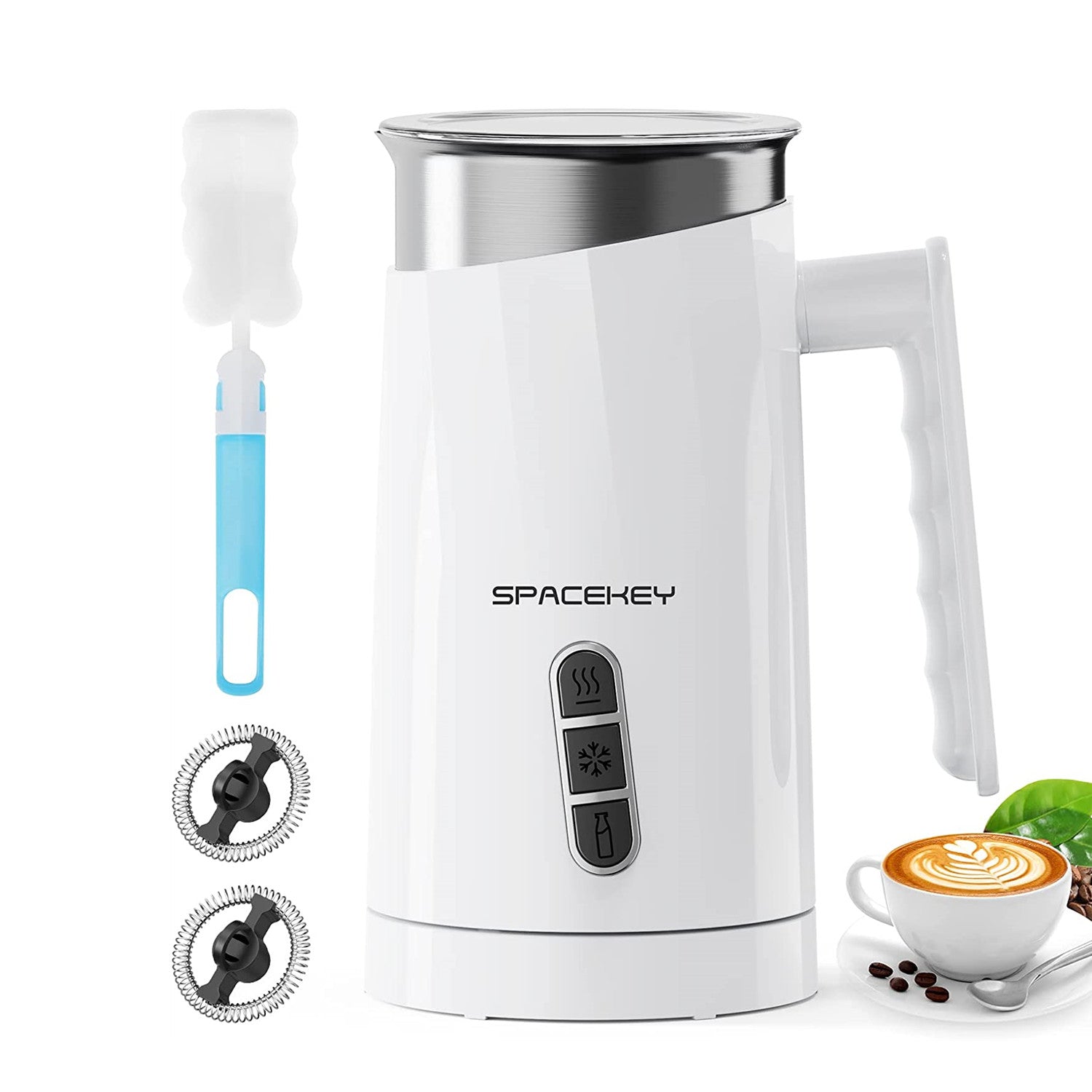Milk Frother,4-in-1 Electric Frother for Coffee,Spacekey 10.1oz Milk Frother and Steamer,Milk Warmer Heats up to 167℉