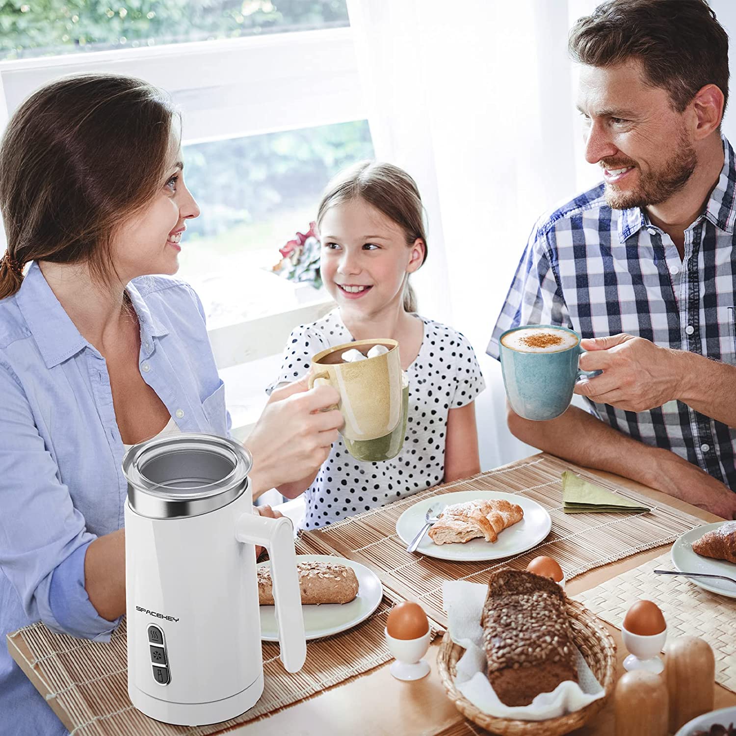 Milk Frother,4-in-1 Electric Frother for Coffee,Spacekey 10.1oz Milk Frother and Steamer,Milk Warmer Heats up to 167℉