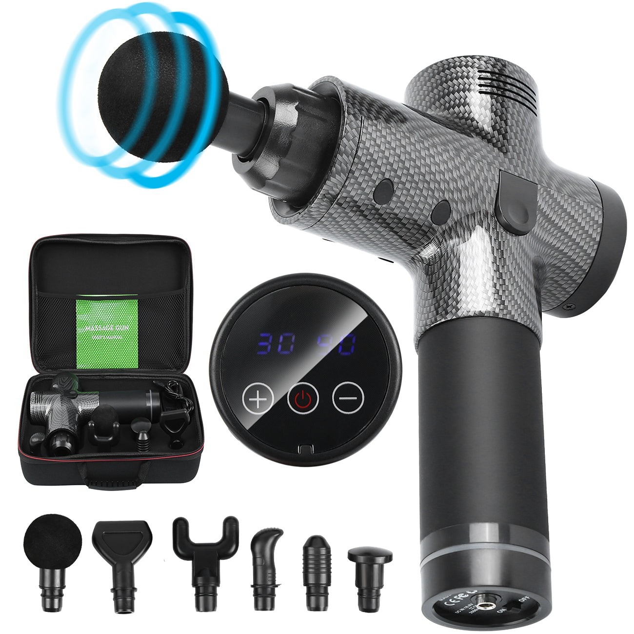 Massage Gun Deep Tissue Muscle Massage Professional Handheld Electric Massage Gun with 30 Speeds 6 Massage Heads