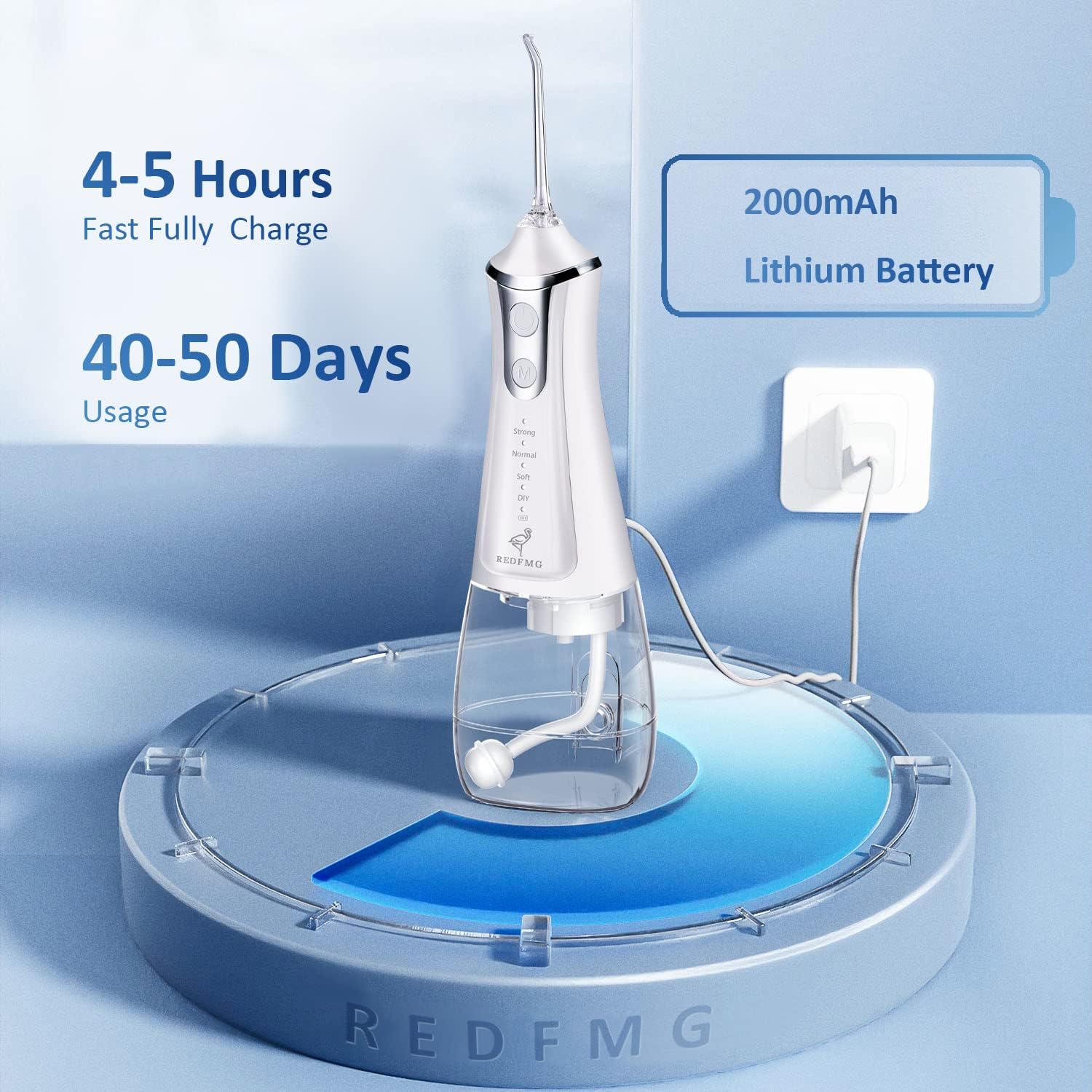 Water Flosser Cordless, Portable Teeth Cleaner with 4 Modes 5 Jets, 300ML Water Tank, IPX6