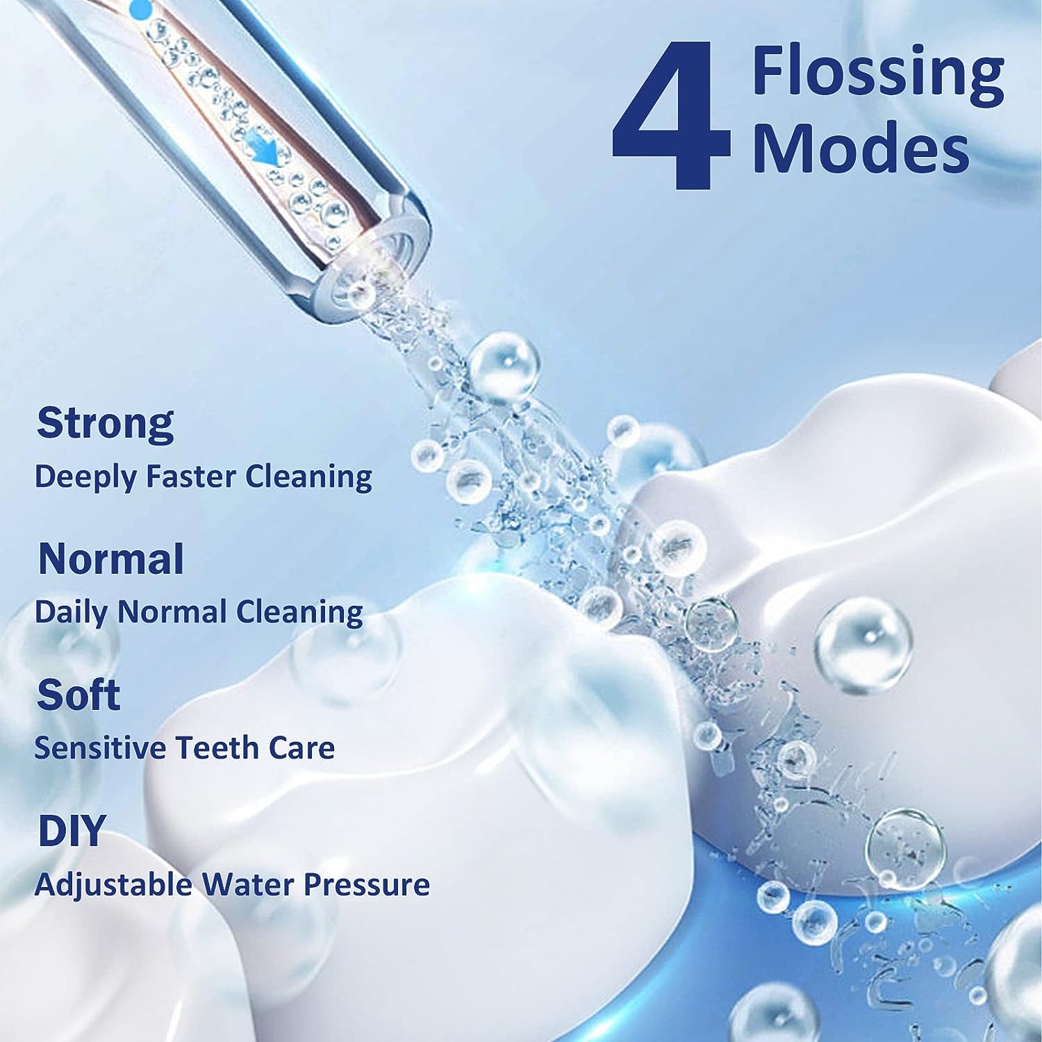 Water Flosser Cordless, Portable Teeth Cleaner with 4 Modes 5 Jets, 300ML Water Tank, IPX6