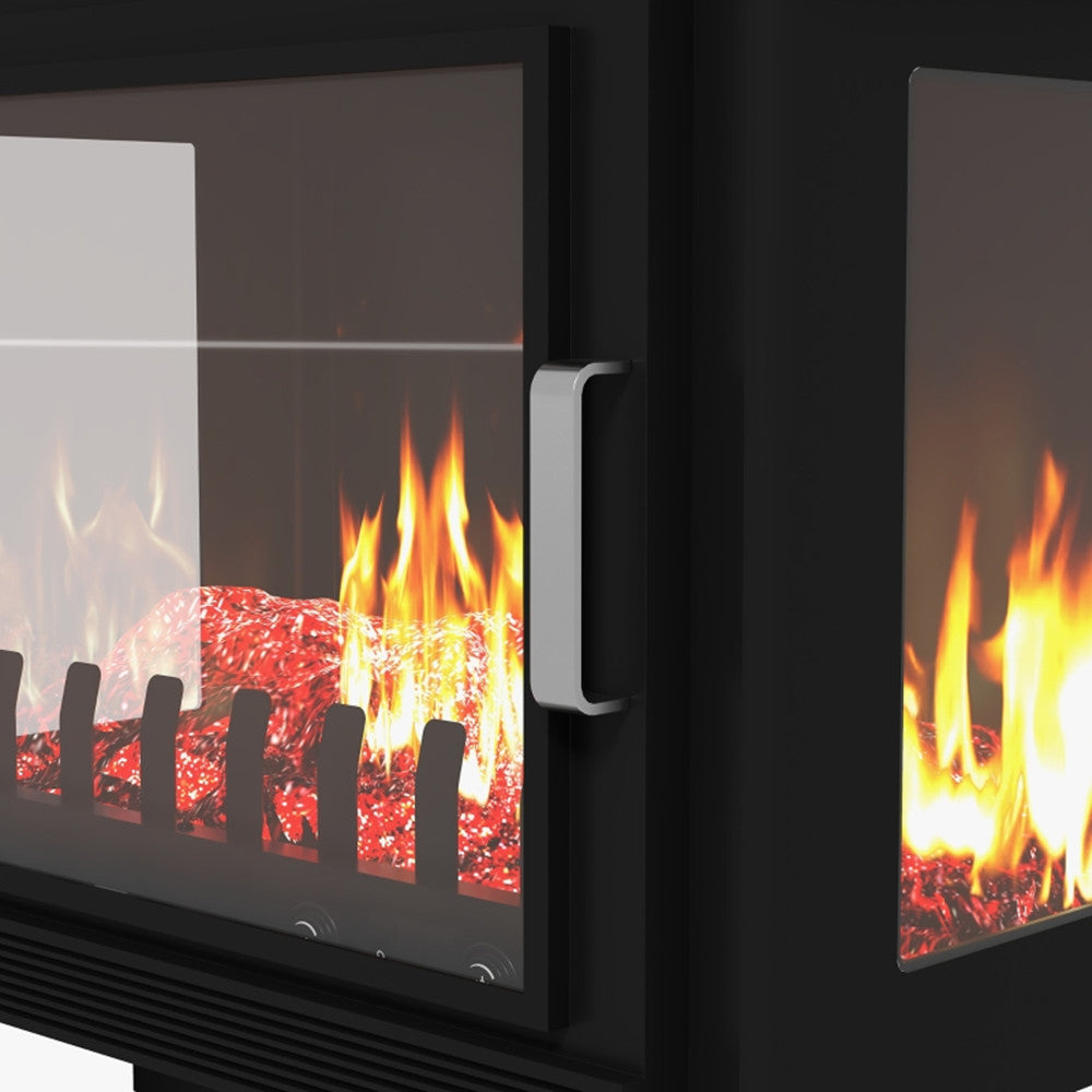 1000W/1500W 24" Electric Fireplace Stove, Freestanding Fireplace Heater with Realistic Flame