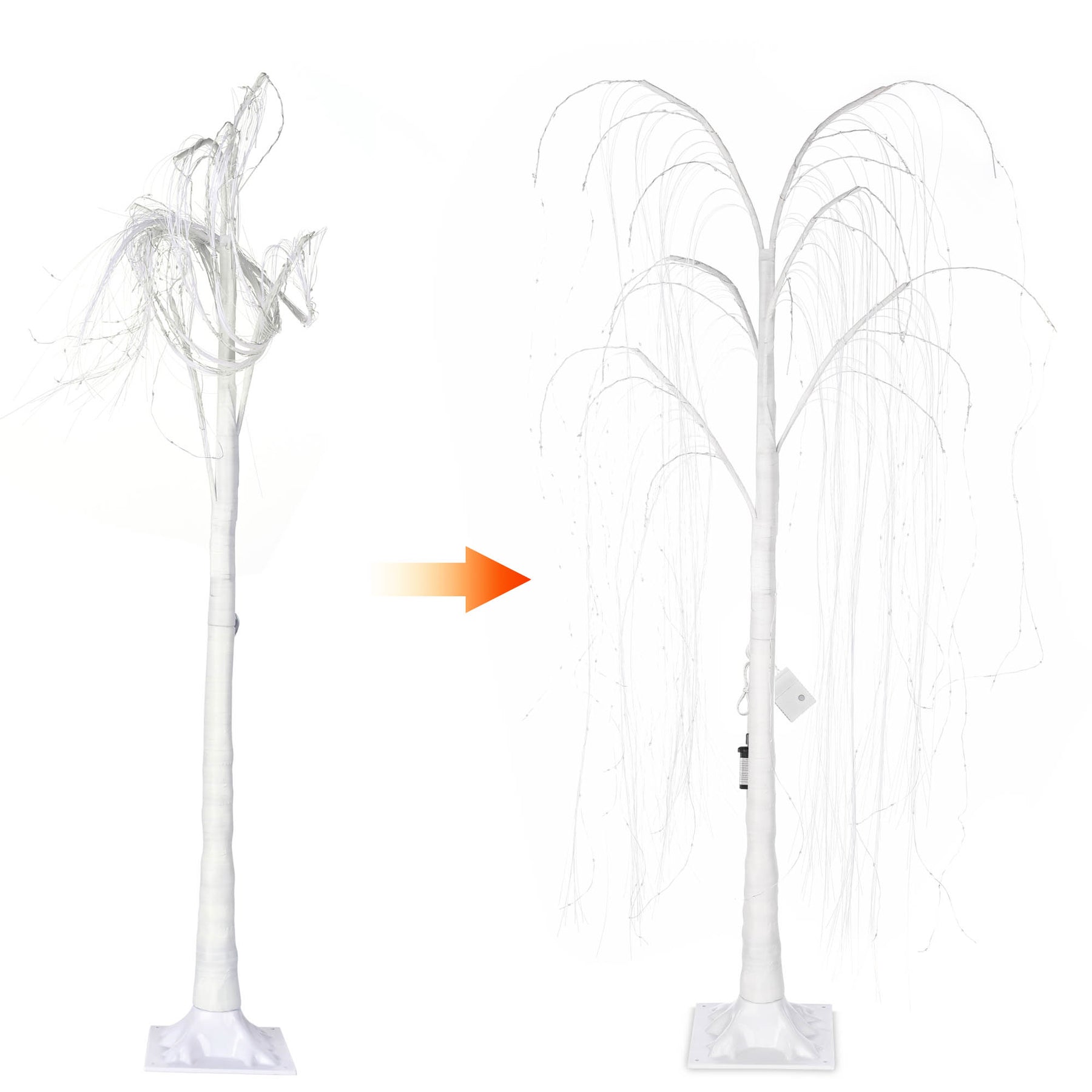 5FT Colorful Lighted Willow Tree, LED Tree with Remote, Willow Tree with Multicolored White String Lights