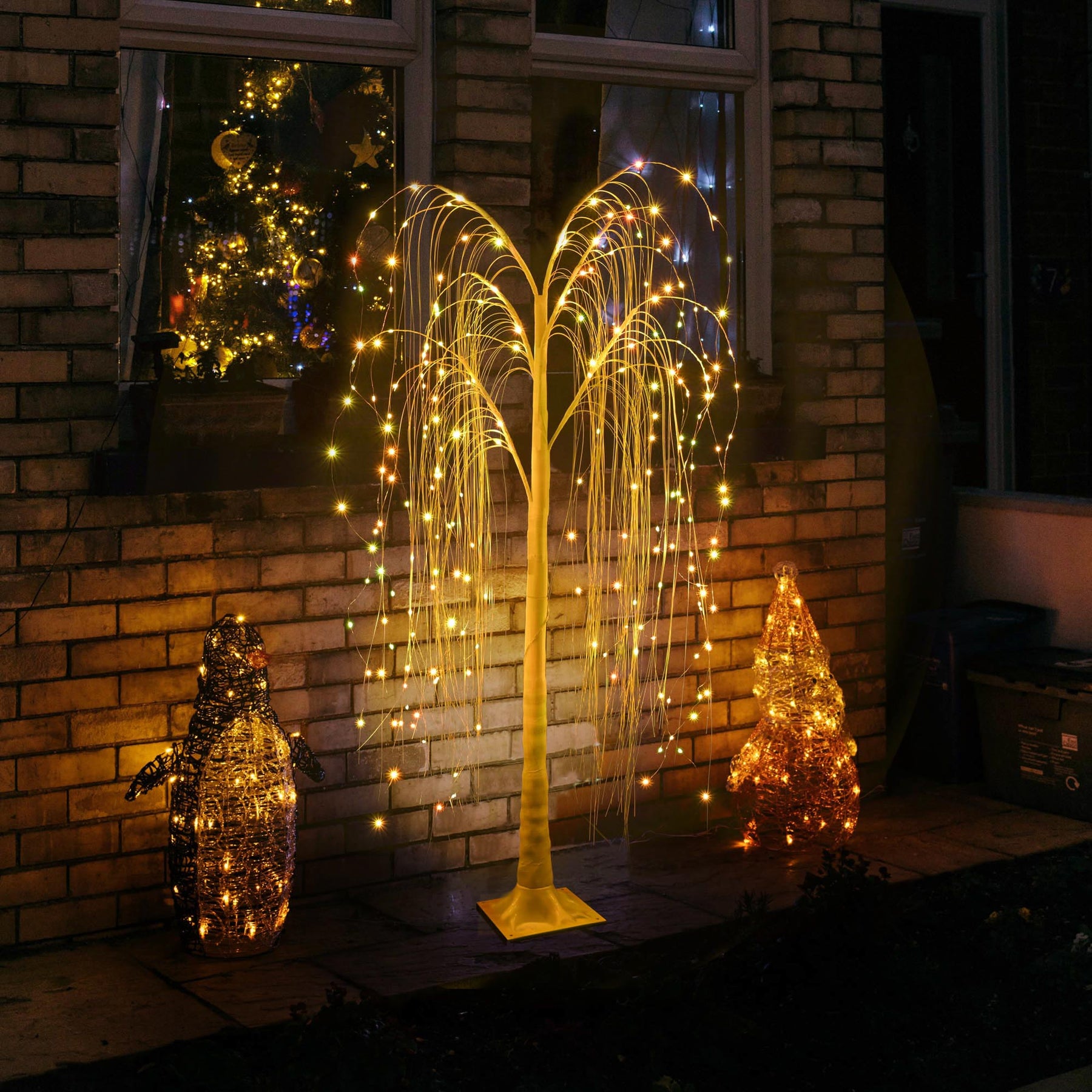 5FT Colorful Lighted Willow Tree, LED Tree with Remote, Willow Tree with Multicolored White String Lights