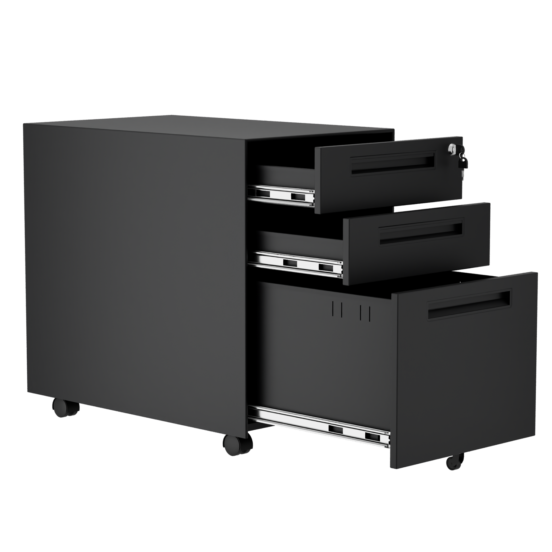 3 Drawer Metal Mobile Vertical Locking File Cabinet with Lock, Under Desk Rolling Filing Cabinets for for Home Office