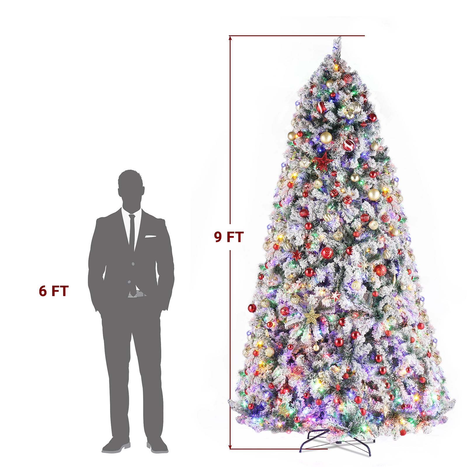 9ft 2094 Branch Automatic Tree Structure PVC Material Green Flocking 900 Lights Warm Color Four Colors 8 Modes With Remote Control Christmas Tree