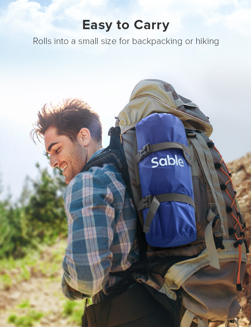 Sable Inflatable Camping Sleeping Mat Air Mattress, Twin size Air Pad with Pillow WM