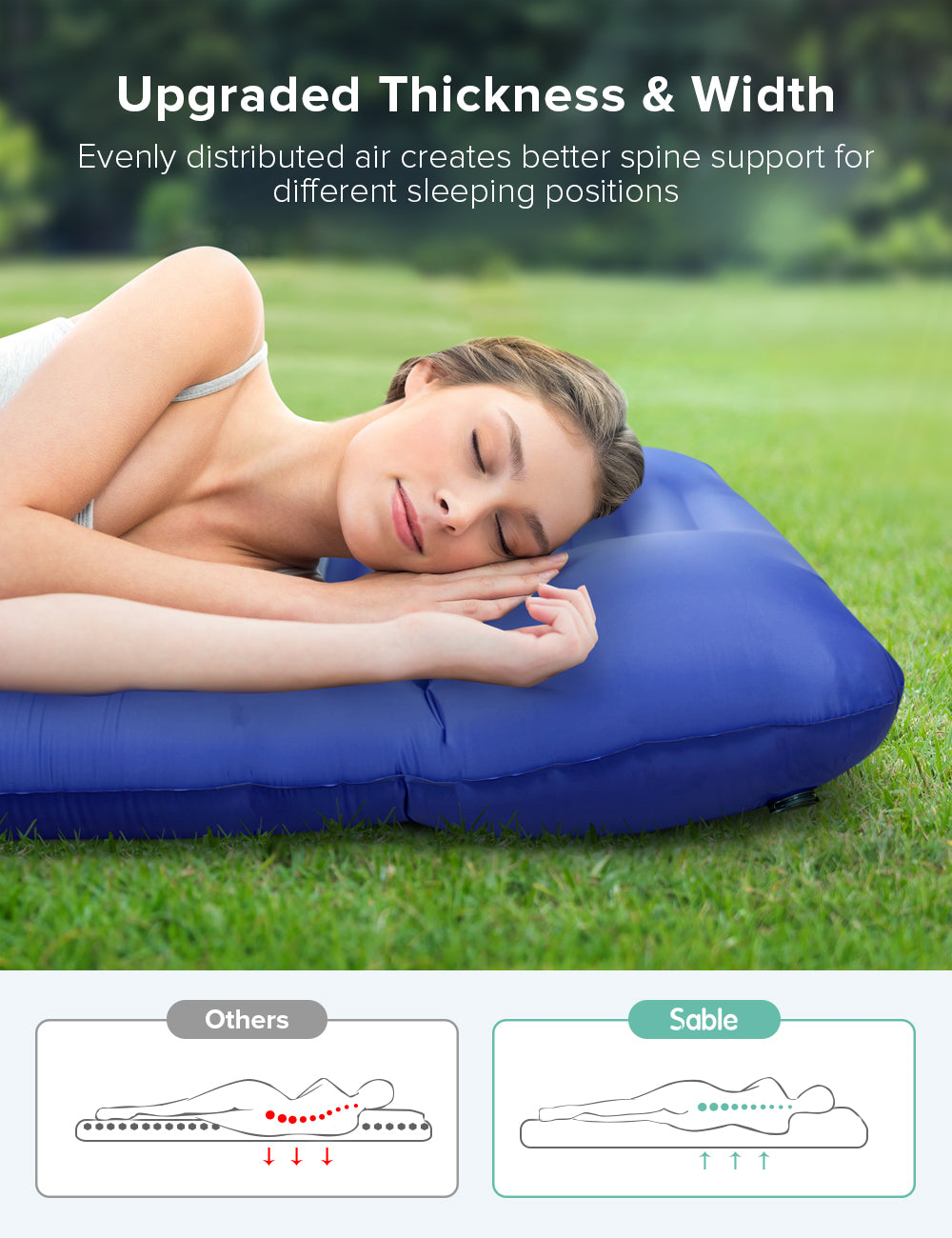 Evajoy Inflatable Camping Sleeping Mat Air Mattress, Twin size Air Pad with Pillow