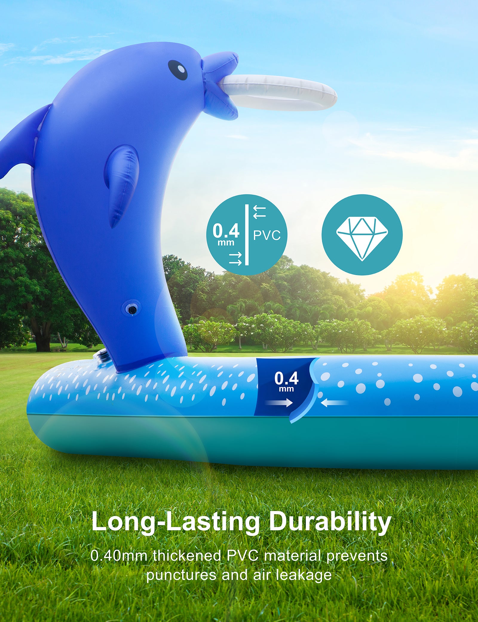 TaoTronics x Evajoy EJ-HF022 Inflatable Spray Kiddie Swimming Pool with Slide