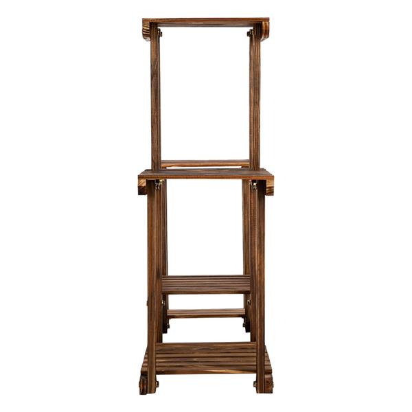 4-Story 7-Seat Indoor And Outdoor Multi-Function Carbonized Wood Plant Stand