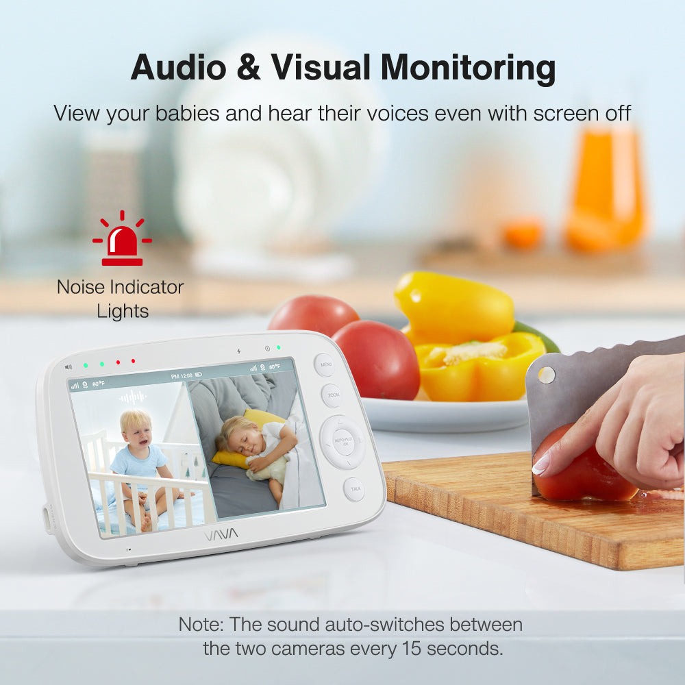 VAVA Baby Monitor Split View, 5" 720P Video Baby Monitor with 2 Cameras