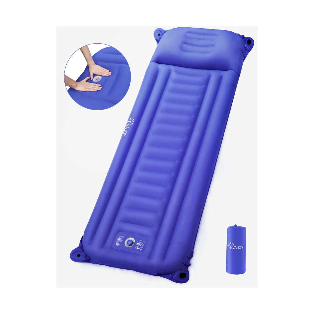 Evajoy Inflatable Camping Sleeping Mat Air Mattress, Twin size Air Pad with Pillow