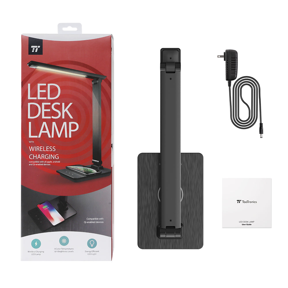 QI-Tech LED Desk Lamp DL057, Advanced-5th Generation Stable Wireless Charging for All Phones