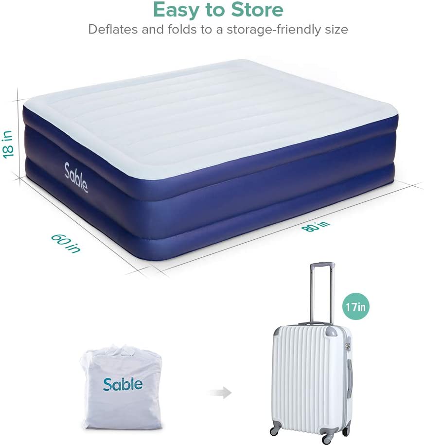 Sable Air Mattress Queen Size With Built-In Electric Pump With Storage Bag