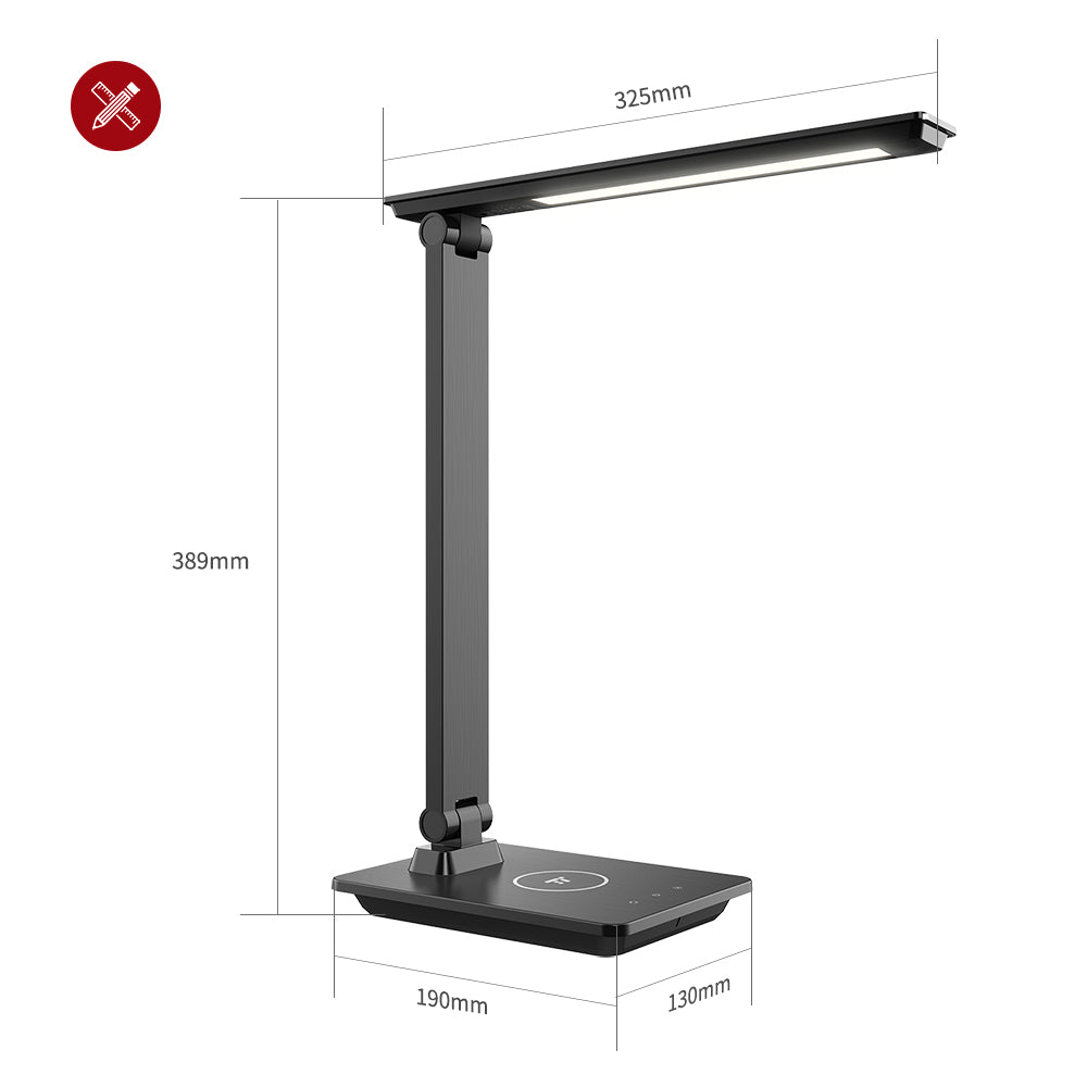 QI-Tech LED Desk Lamp DL057, Advanced-5th Generation Stable Wireless Charging for All Phones