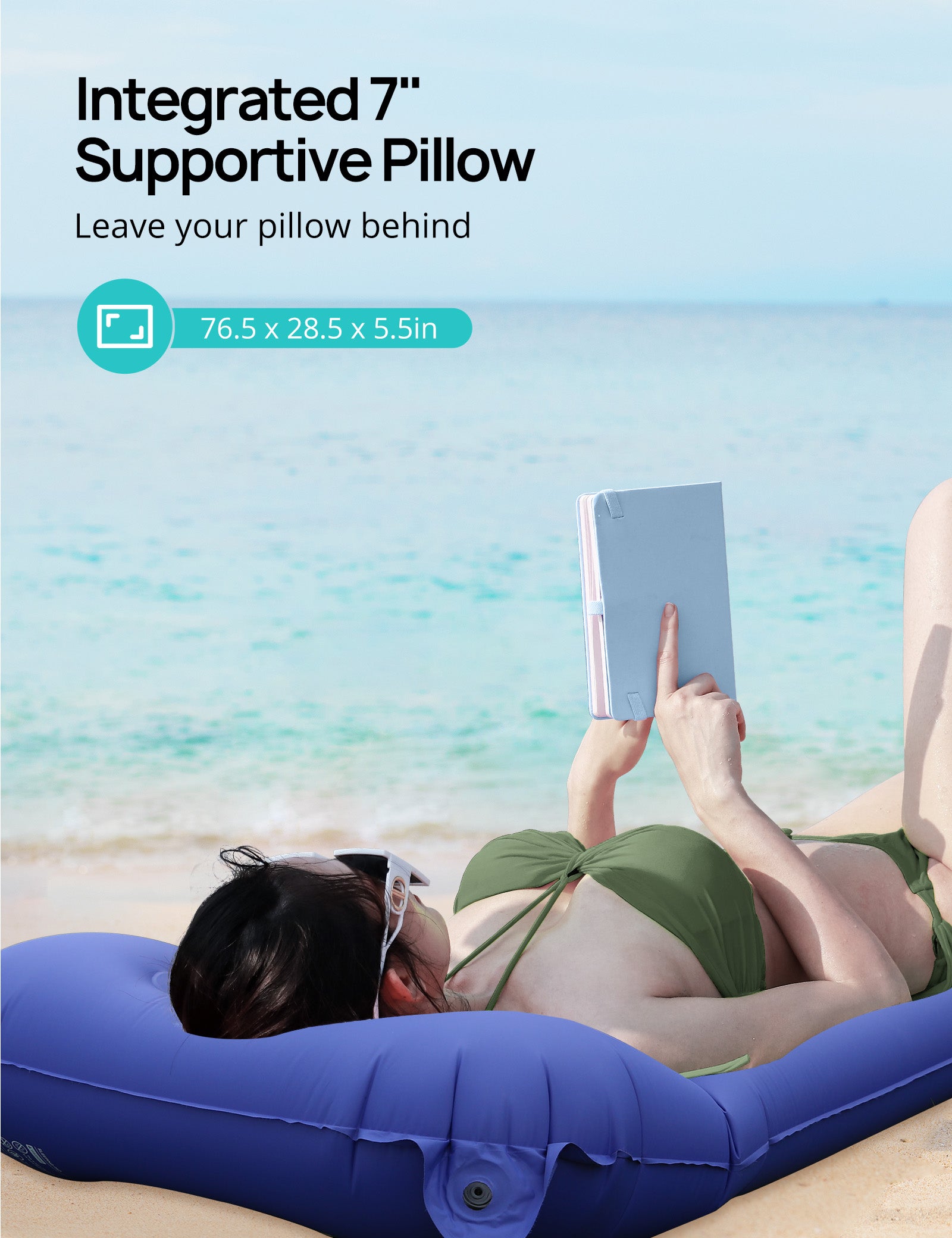 Sable Inflatable Camping Sleeping Mat Air Mattress, Twin size Air Pad with Pillow WM