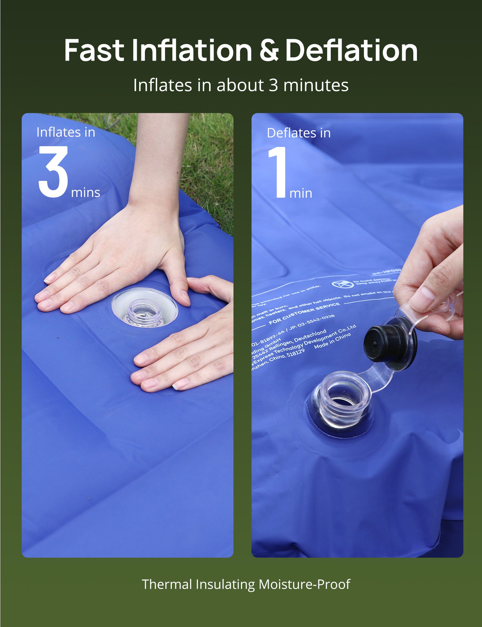 Sable Inflatable Camping Sleeping Mat Air Mattress, Twin size Air Pad with Pillow WM