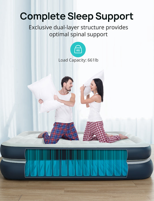 Evajoy Double high Air Mattress, Inflatable Airbed with Built-in Pump