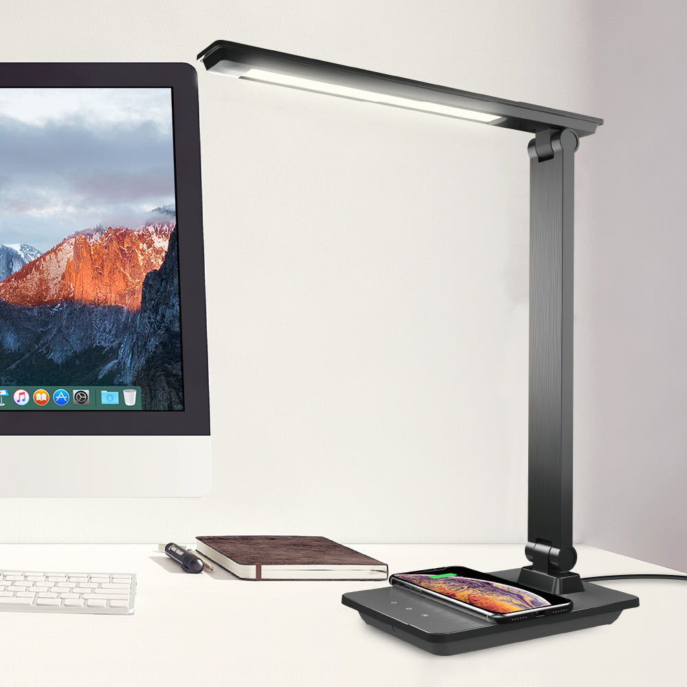 QI-Tech LED Desk Lamp DL057, Advanced-5th Generation Stable Wireless Charging for All Phones