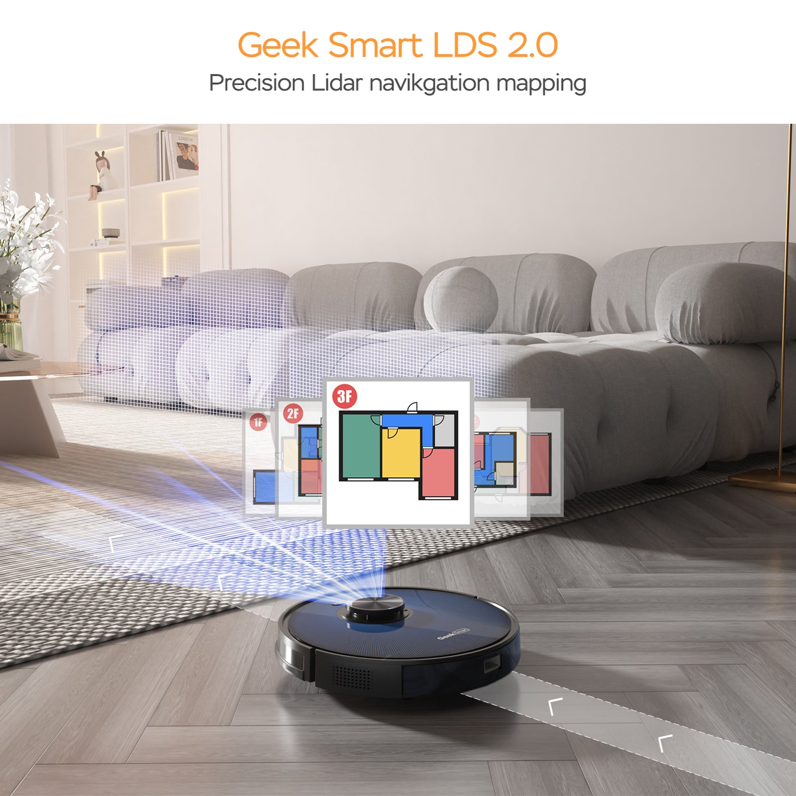 Geek Smart L7 Laser Robot Vacuum Cleaner , LDS Navigation, MAX 2700 PA Suction, Wi-Fi Connected APP