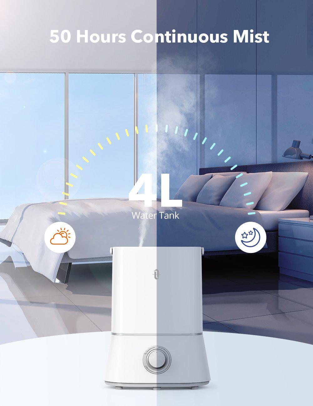 4L Cool Mist Ultrasonic Humidifier AH024 For Bedroom Home Baby-TaoTronics