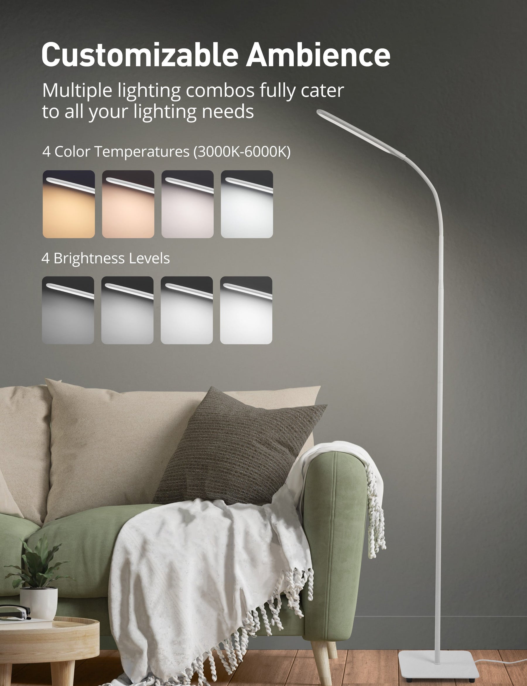 Sympa Floor Lamp DL023, Dimmable Standing Tall Pole Light Touch Control-Table Lamps-ParisRhone