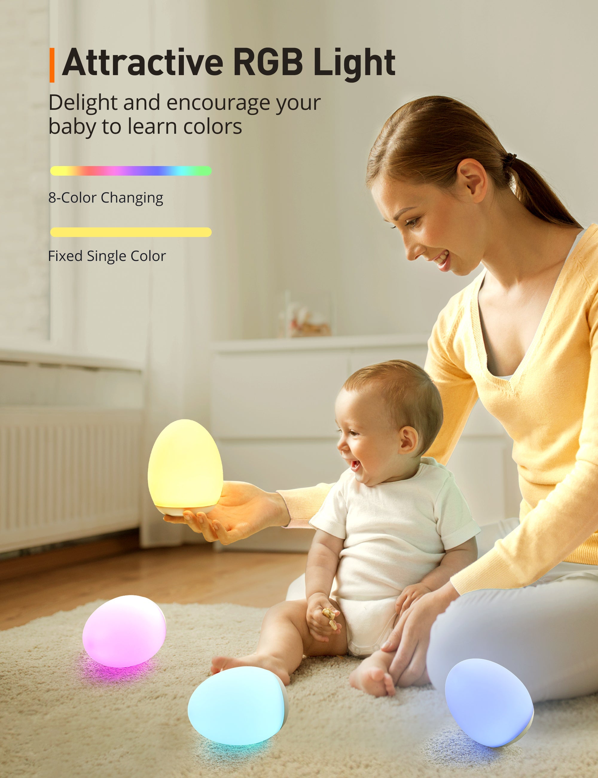 Sympa 8-Color Changing Mode Baby Night Light CL009, Portable-Night Lights-ParisRhone