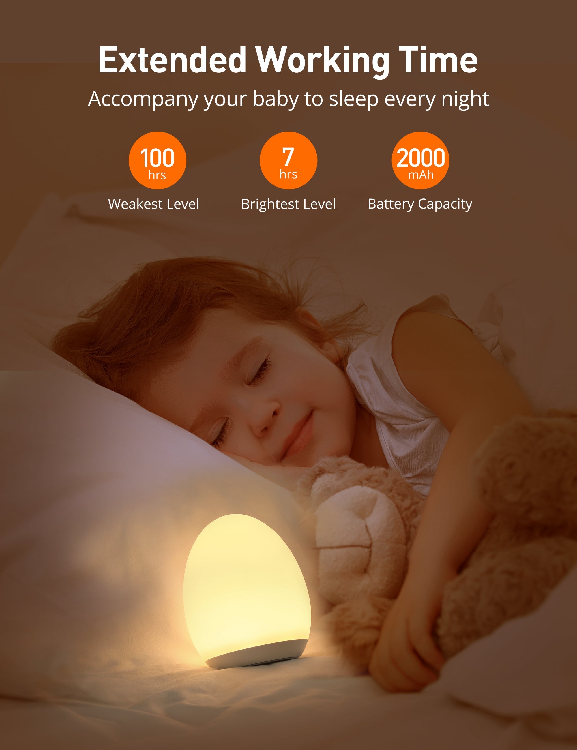 Sympa 8-Color Changing Mode Baby Night Light CL009, Portable-Night Lights-ParisRhone