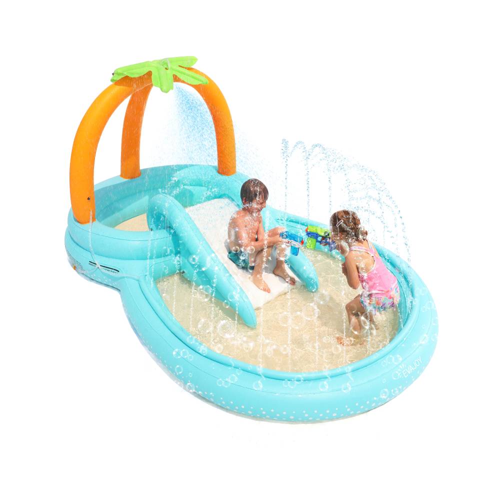 Evajoy Inflatable Spray Kiddie Pool with slide for kids